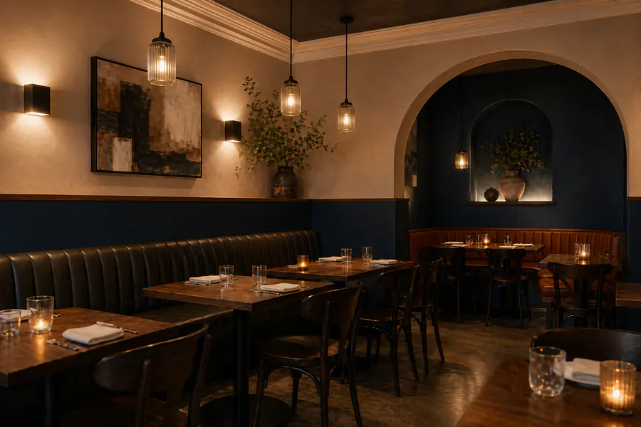 Freshly painted boutique restaurant interior