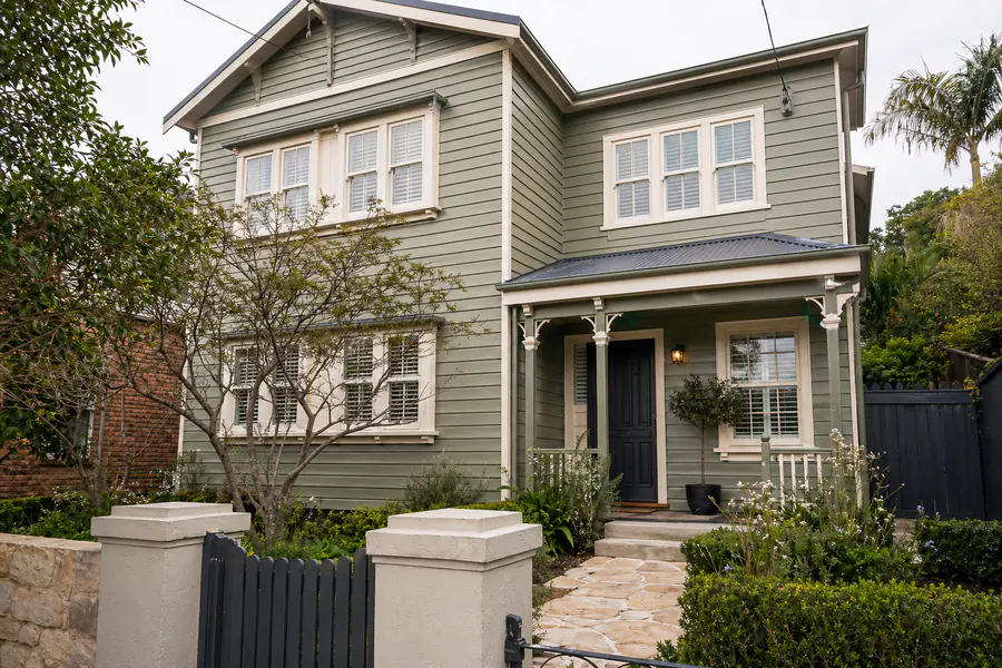 Freshly painted weatherboard exterior facade