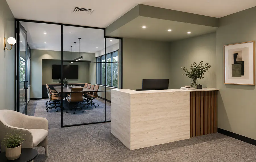 Freshly painted office reception and boardroom