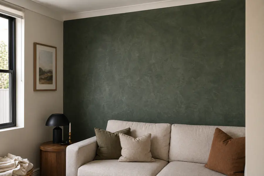 Freshly painted modern residential feature wall